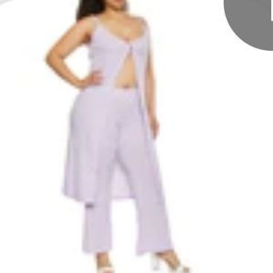 Two Button Flyaway Maxi Top and Flare Pants